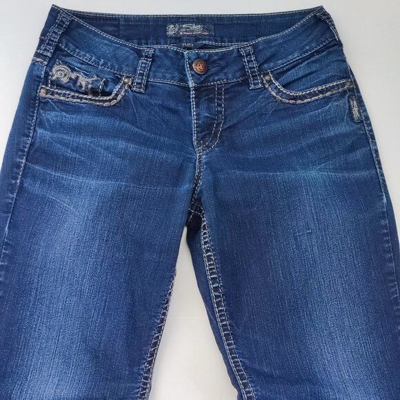 Silver Jeans Suki low-rise flare denim blue women's size W28 / L32 - Picture 2 of 14